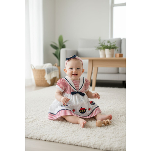 New Baby Girl dress set with matching headband underwear size 3 to 6 months - Picture 3 of 3